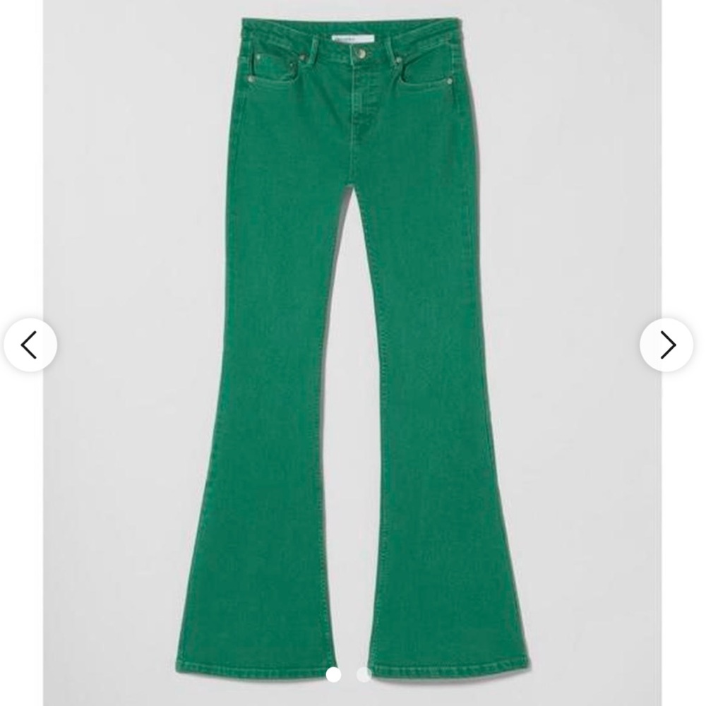 Green bershka flared jeans